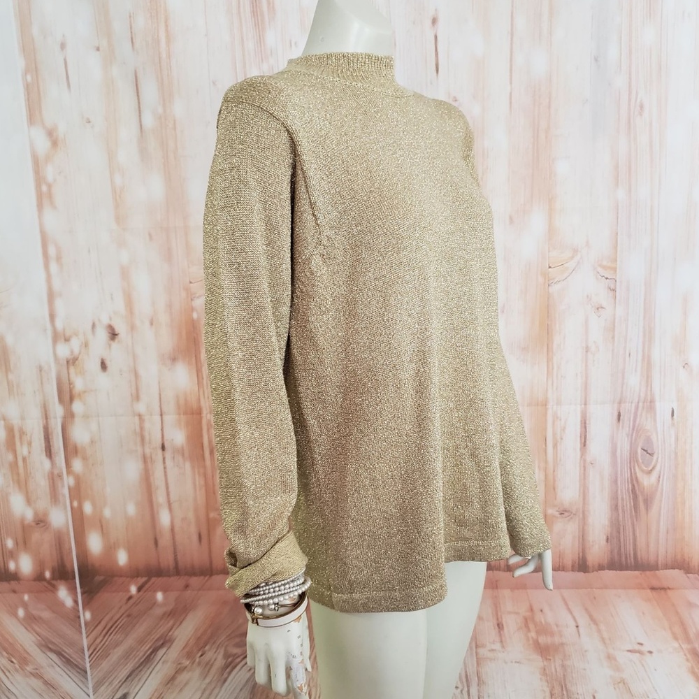 VINTAGE WESTBOUND GOLD FOIL TURTLENECK SWEATER MED